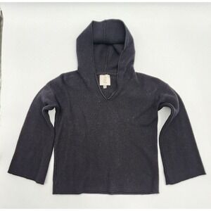 SIONI WOMENS BLACK SWEATER CROPPED HOODED SOFT SMALL